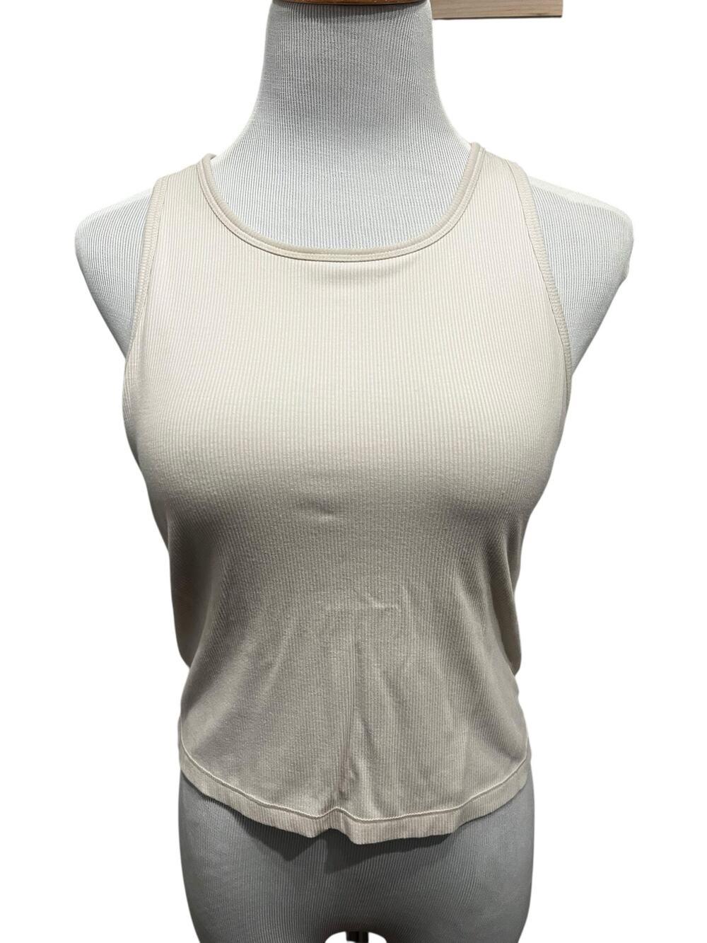 Yogalicious Women's Beige Heavenly Rib Stacy Crop Tank SIZE XL